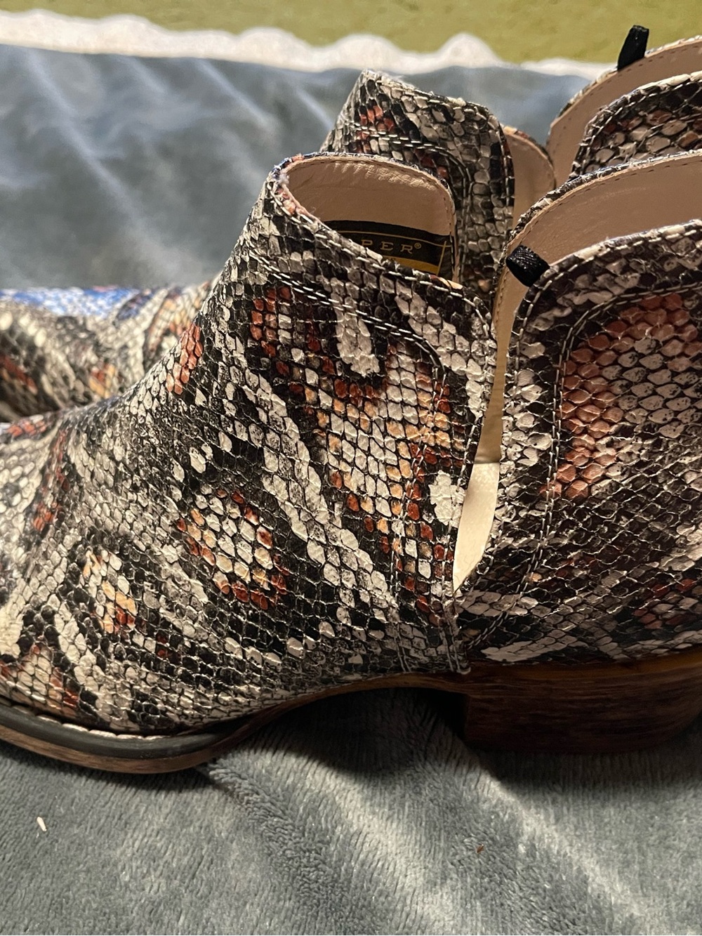 Roper Ava Snake  Cowboy Booties Brown Casual Boots 09-021-1567-12 Size 7.5